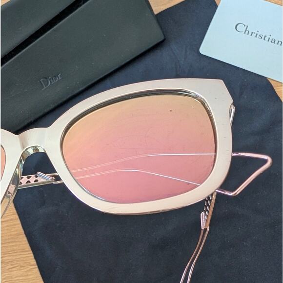 Dior Diorama1 Mirrored Wayfarer Sunglasses Womens Pink Metal Logo Italy main image 4